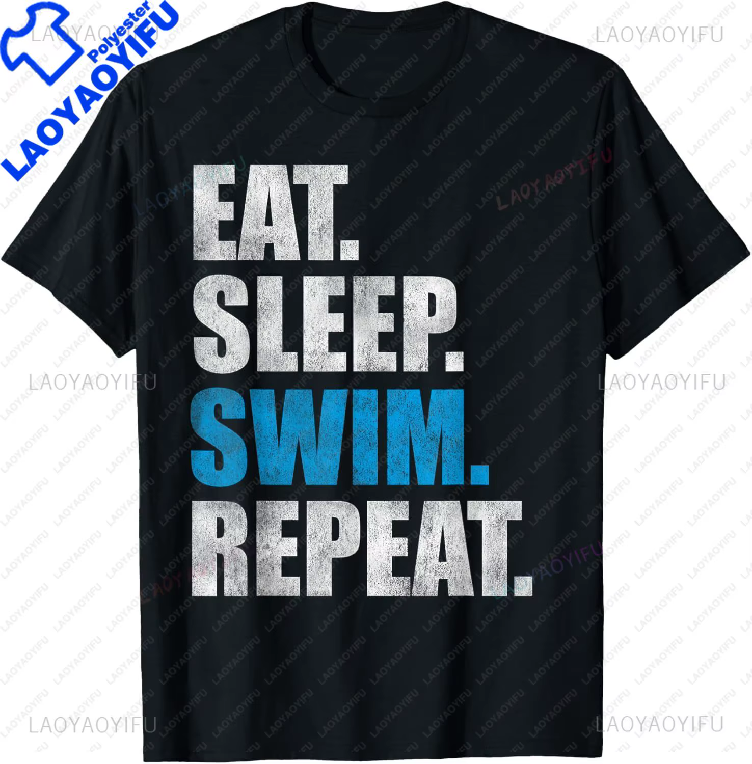 T-shirt graphique vintage, manger, dormir, nager, impression d'anticorps, design original, cadeaux