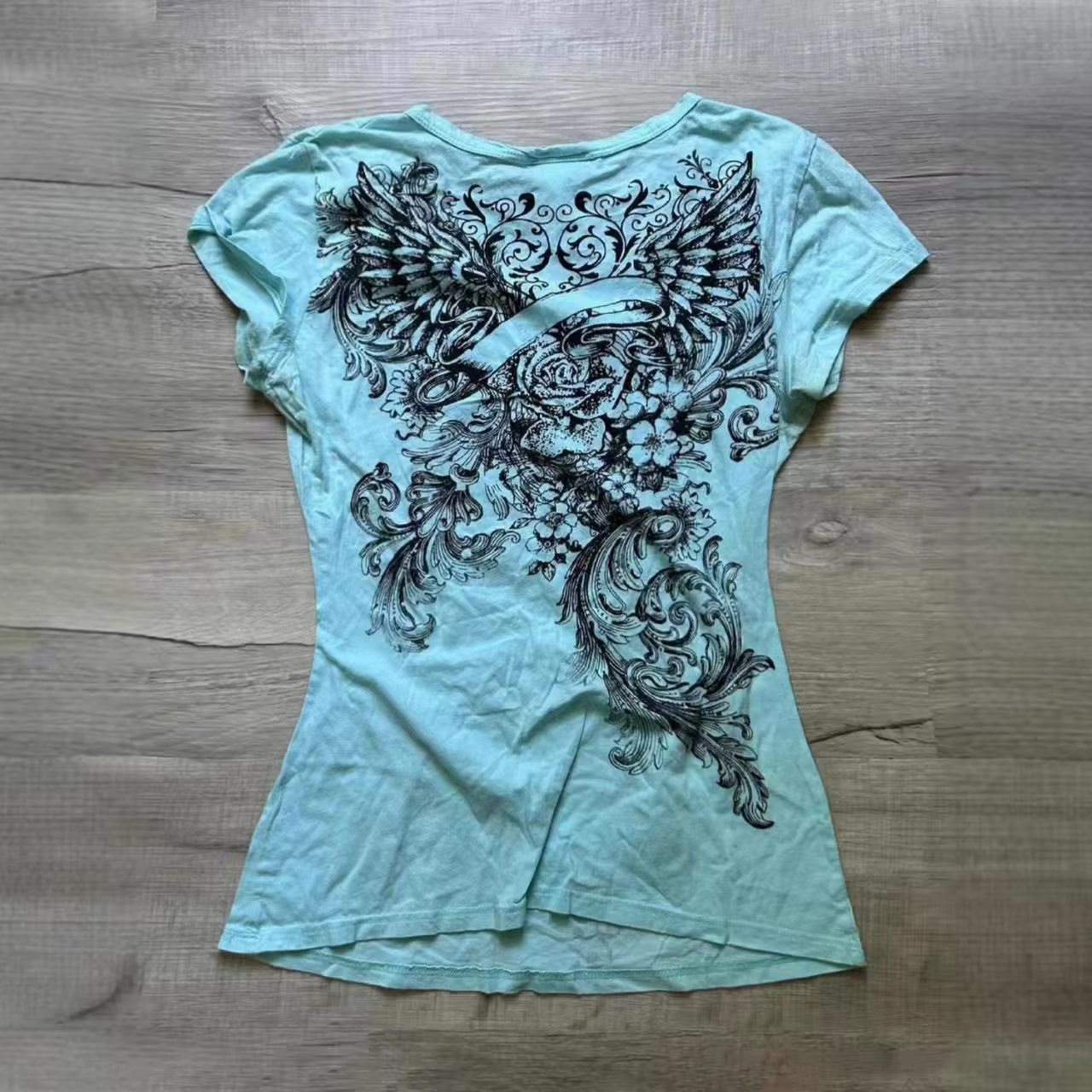 Américain rétro Hottie T-shirt sous-culture Punk esthétique impression t-shirts été mince col en v H