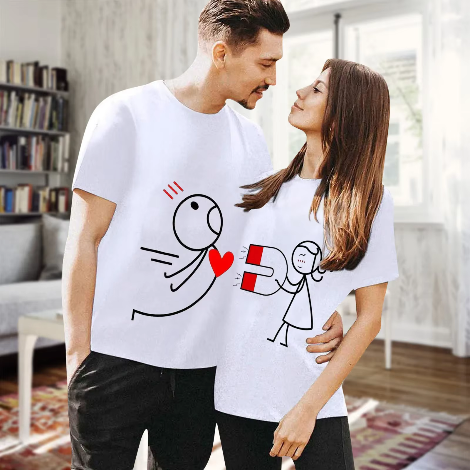 T-shirt du Jour de Léon pour Homme et Femme, Tenue de Couple, Impression de Figurines, Européen et A