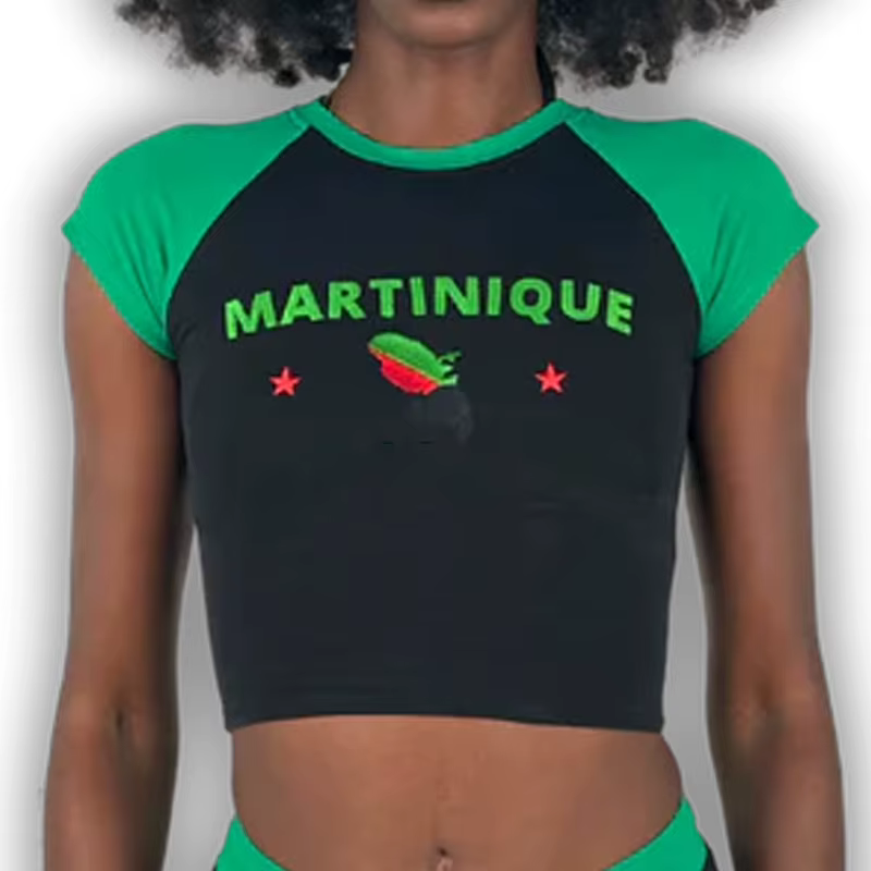 T-shirt à manches courtes et col ras du cou pour femme, vêtement de sport décontracté, haut court, b
