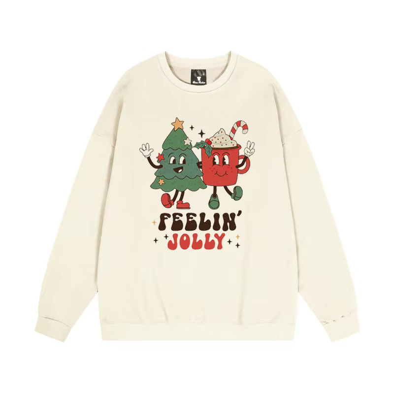 Sweat-shirt de Noël de dessin animé mignon pour femme, pull de vacances drôle, manches longues en Y,