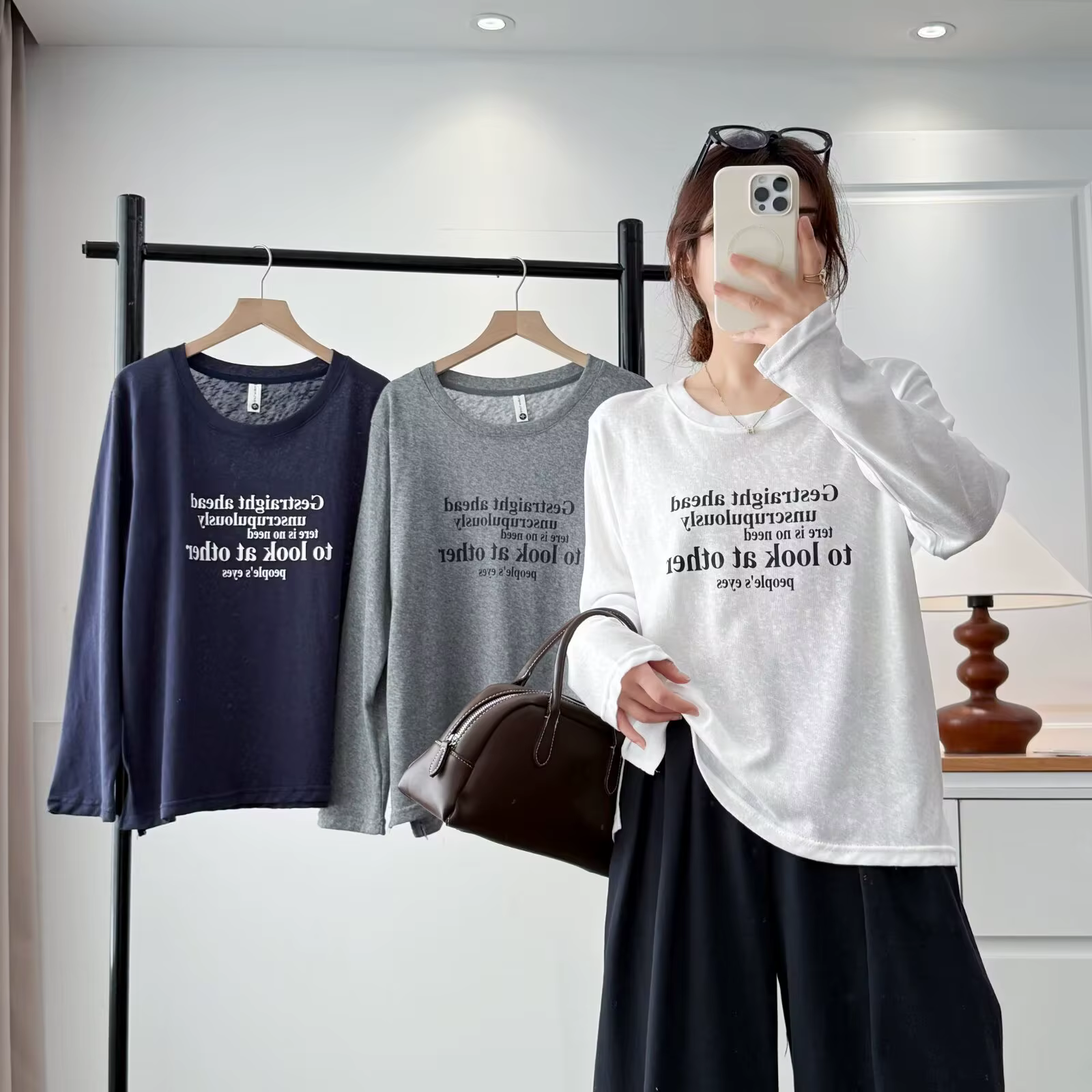 Mode grande taille femmes T-Shirt automne nouveau Style basique décontracté imprimé lettre à manches