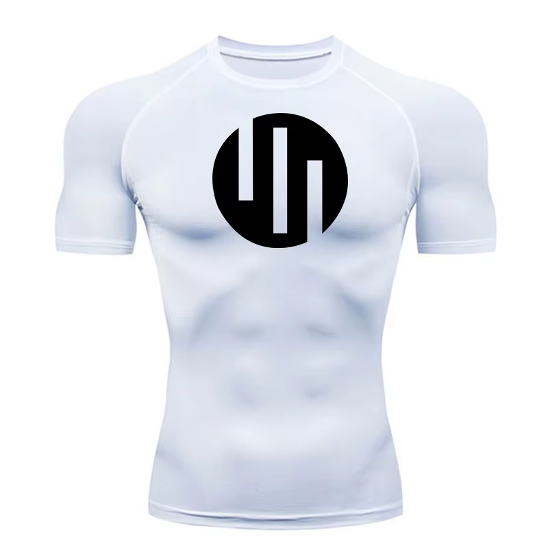 T-shirt de course à manches courtes, chemise de Compression blanche pour hommes, exercice de gymnast
