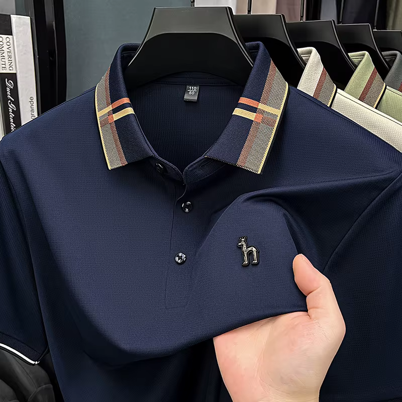 Nouveau Polo 2026 Homme Haut de Gamme Couleur Unie Manches Courtes Col Rabattable