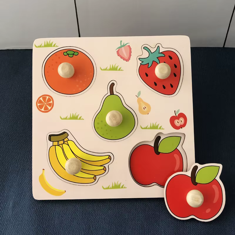 Planche à gratter Montessori pour bébé, jouet de développement des mains, Puzzle cognitif de fruits 