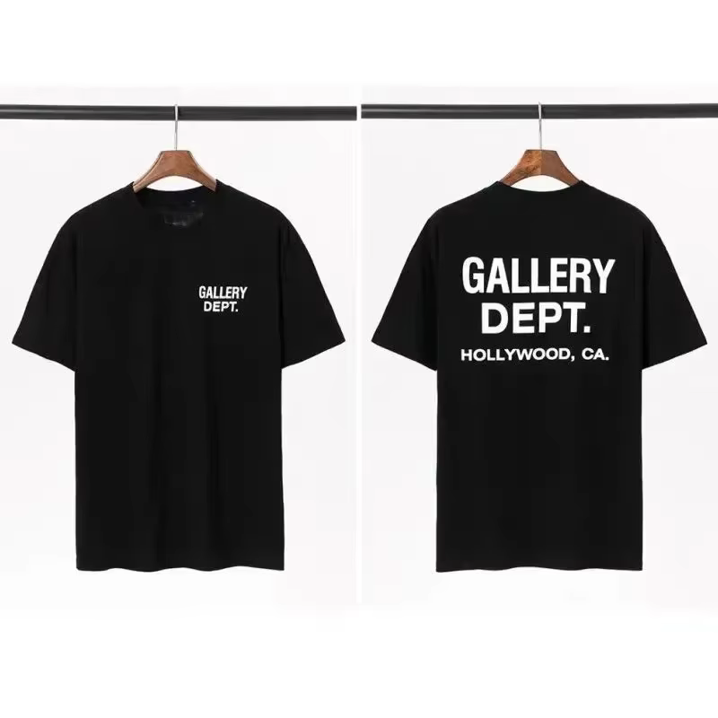 Nouvelle collection pour hommes GALLERY DEPT. T-shirt noir et jaune imprimé HOLLYWOOD CA, surdimensi