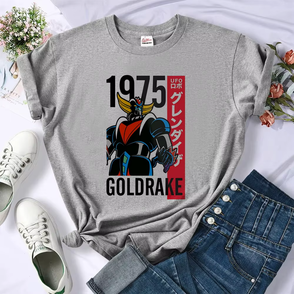 T-shirt graphique Goldorak pour femmes, vêtements d'été pour filles