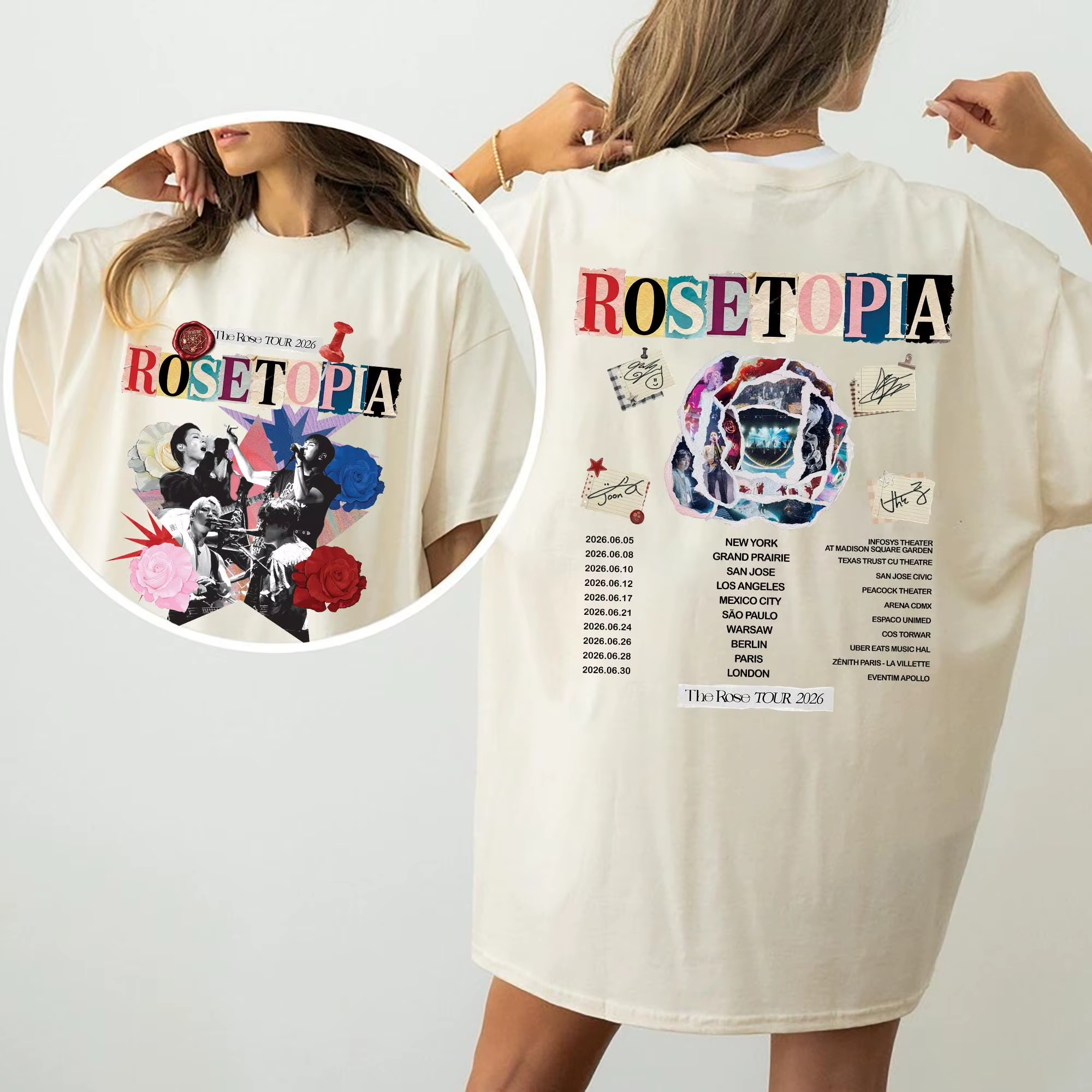T-shirt The Rose Rosetopia Tour 2026, T-shirt The Rose Tour 2026, Nouveauté été 2026, T-shirt oversi