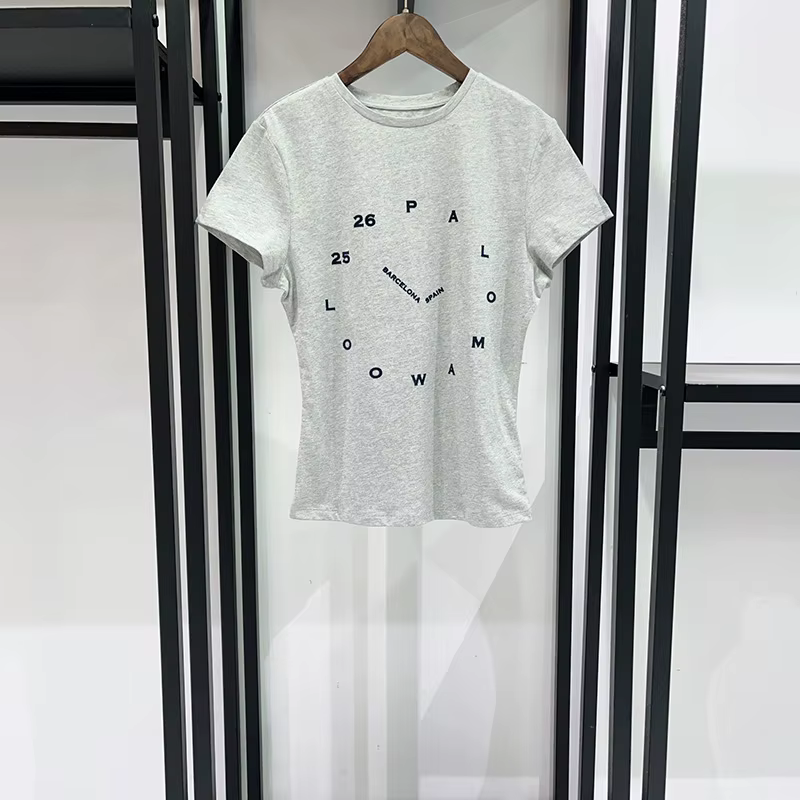 T-shirt tendance été 2026 à imprimé horloge floqué, col rond, extensible et coupe ajustée