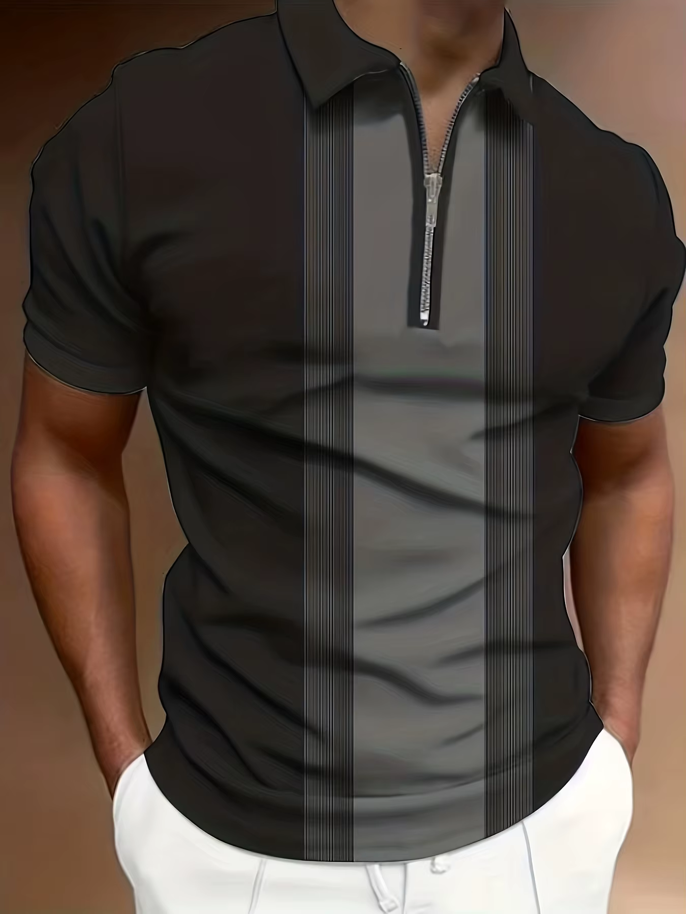 La nouvelle chemise POLO à fermeture éclair pour hommes d'été 2025 présente une impression de motifs