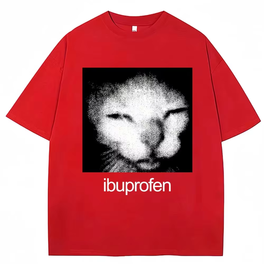 2026 Vintage Drôle Ibuprofen Chat Meme Graphique T-shirt Femmes Humor Mode T-shirts Surdimensionné D