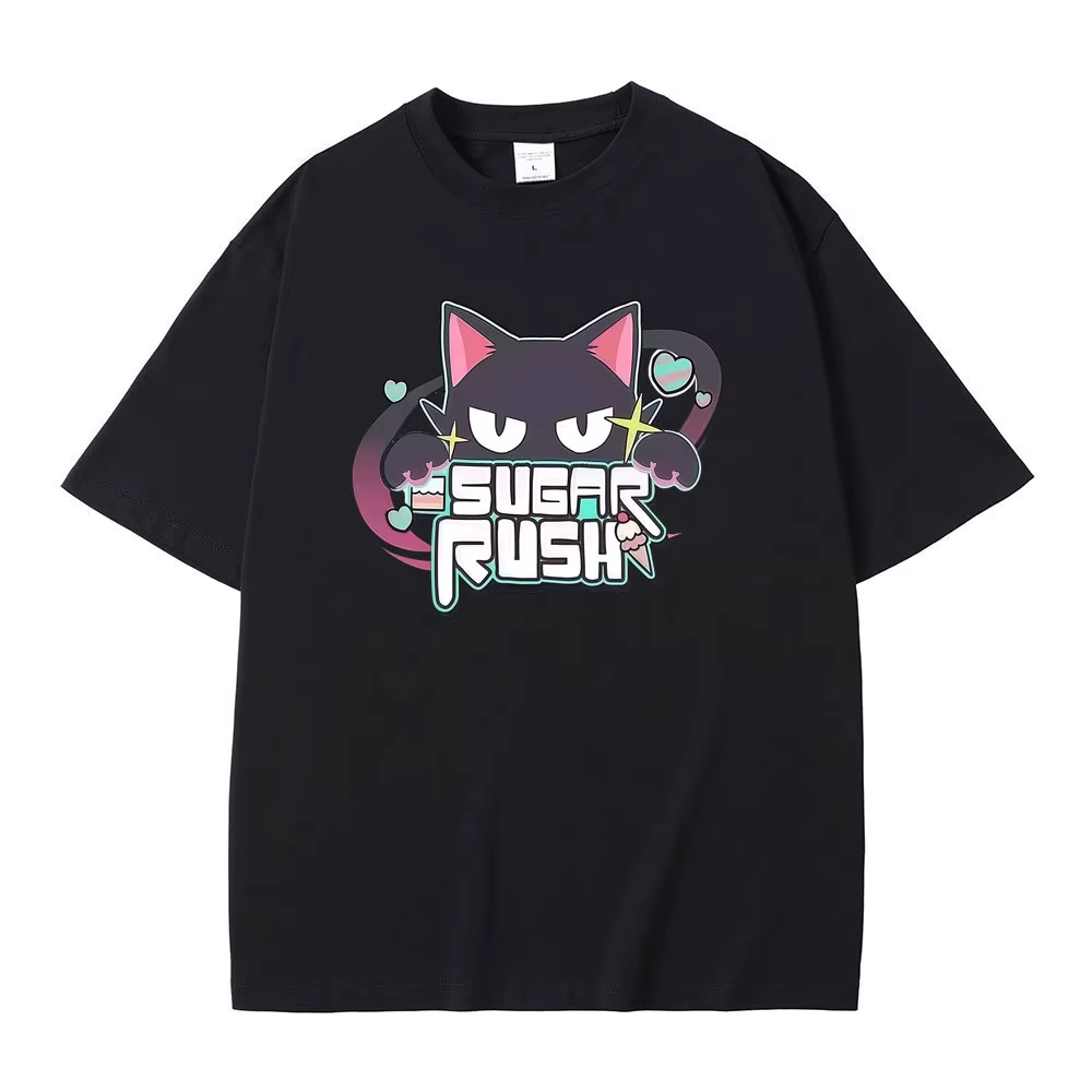 T-shirt bleu de style Anime Archive, Sugar Rush, drôle, pour hommes et femmes, Streetwear, unisexe,