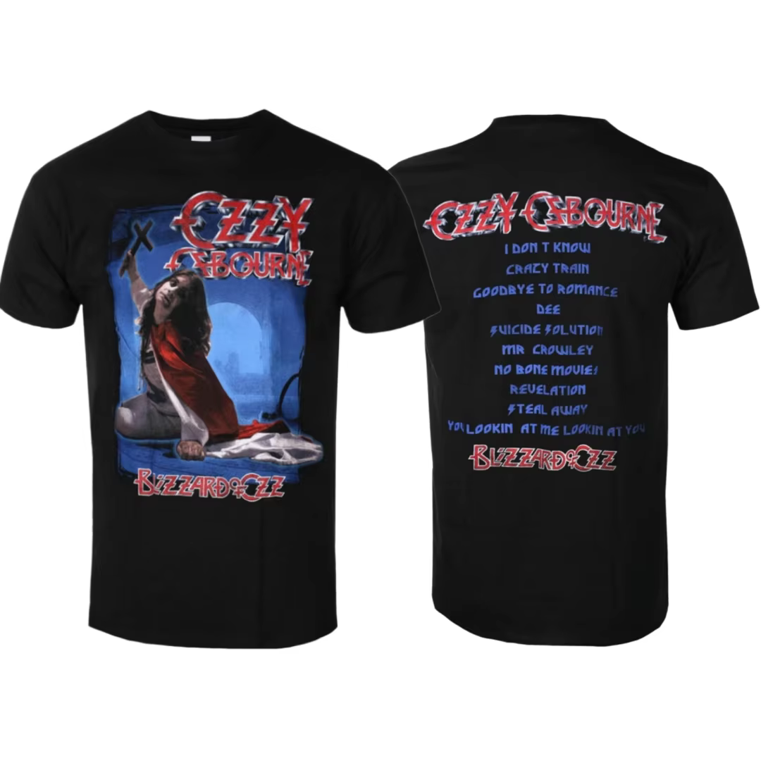 T-shirt décontracté et tendance avec impression de la liste des chansons d'Ozzy Osbourne Blizzard of