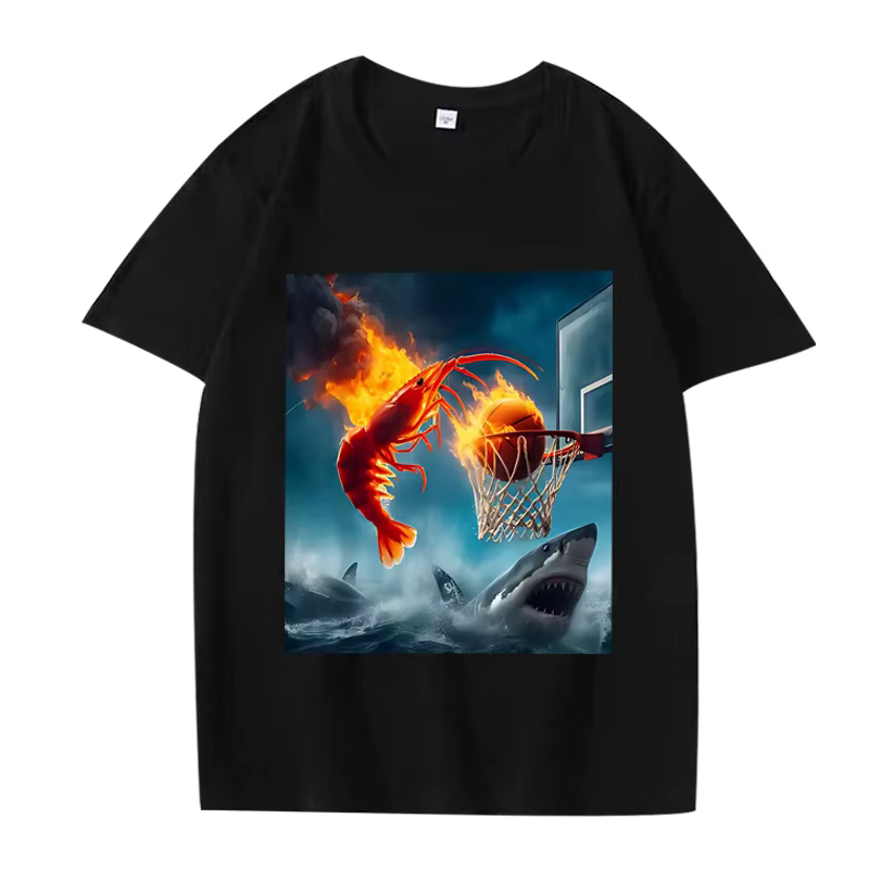 Crevettes Dunking on Shark graphique t-shirt rétro pêche Meme t-shirt femmes à manches courtes été h