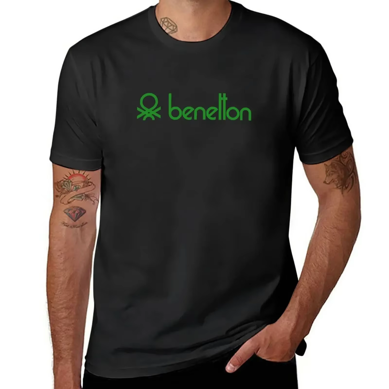 T-shirt surdimensionné United Colors of Benetton pour hommes et femmes, col rond, marque tendance, c