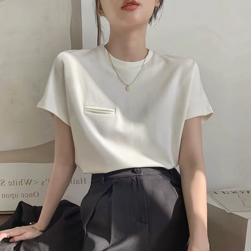 T-shirt d'été à manches courtes pour femmes, Style coréen, Simple, mode Pure, bureau, loisirs doux t