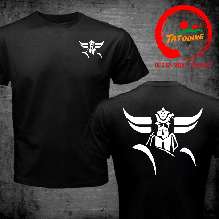T-Shirt à manches courtes pour hommes, en coton, imprimé devant et arrière, Goldorak Grendizer Mazin