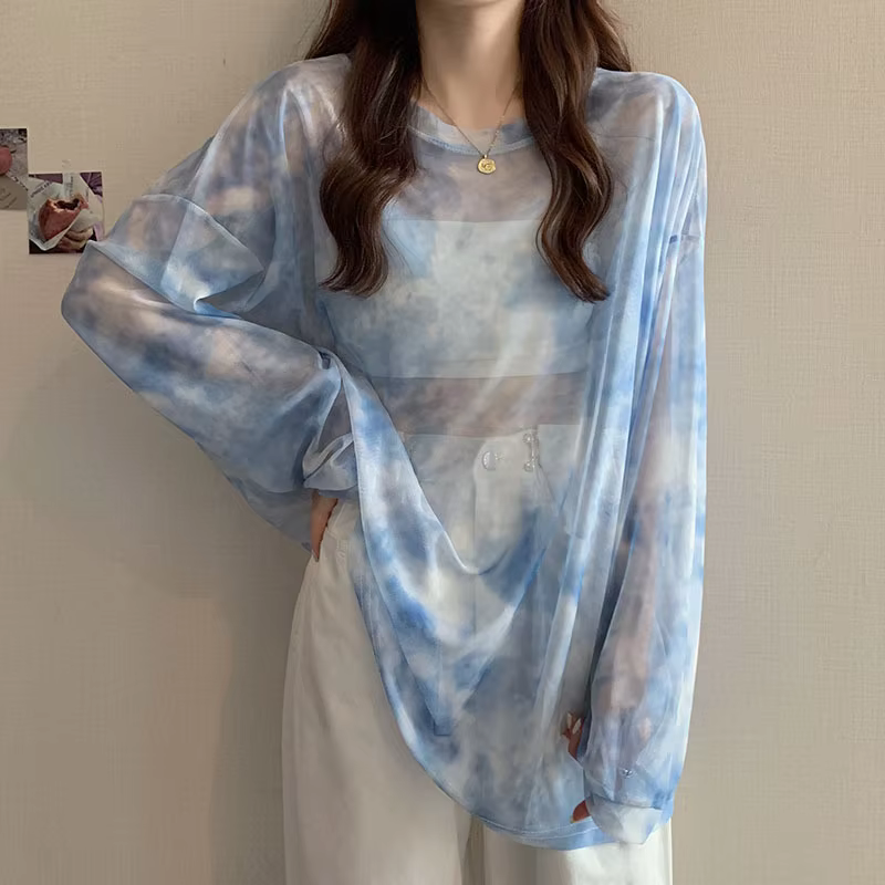 T-shirt ample en maille pour femmes, vêtements de Protection solaire, débardeur à manches larges, St