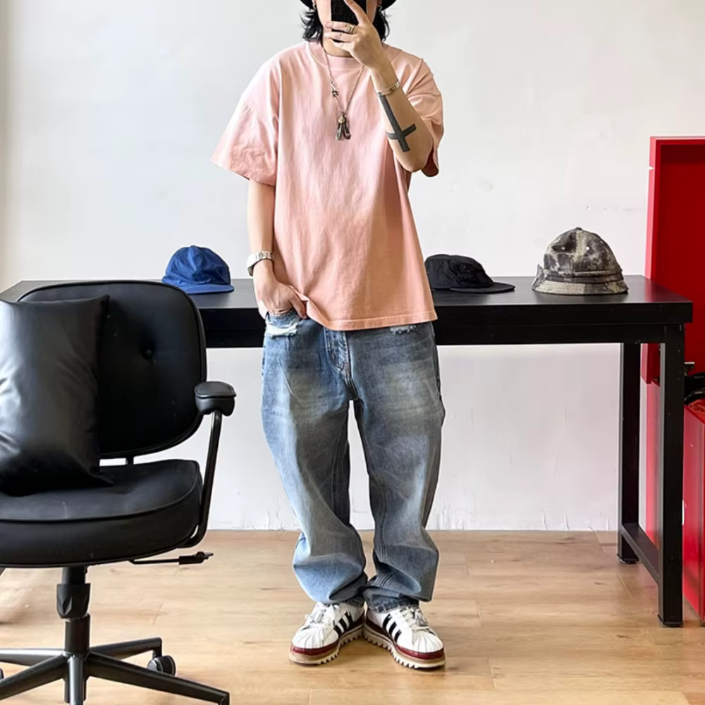 T-Shirt Dégradé à Manches Courtes pour Homme et Femme, Streetwear Populaire Coréen, Hip Hop, Harajuk