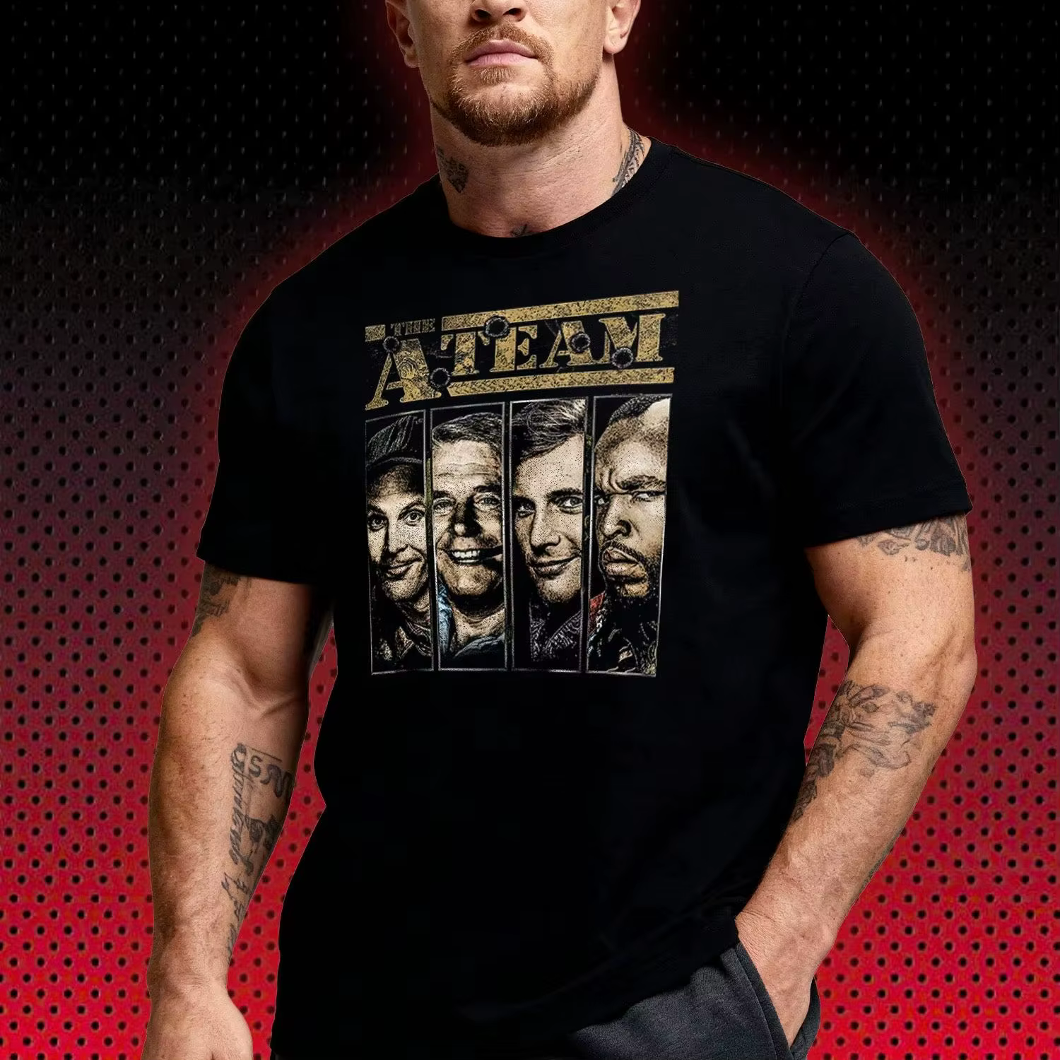 T-shirt de la série télévisée d'action rétro des années 80 The A-Team, avec impression graphique de 