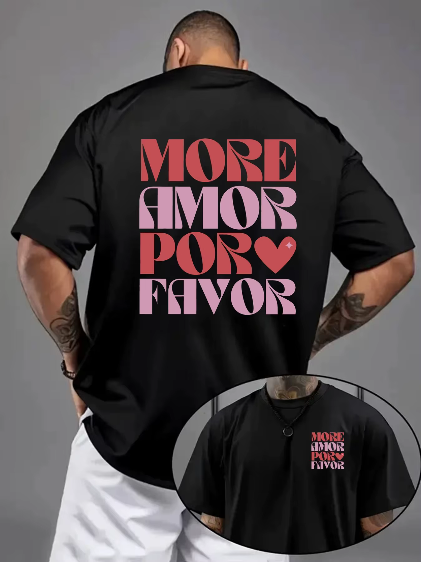 T-shirt pour homme en coton 100% doux de qualité supérieure avec impression de citation d'amour « Mo