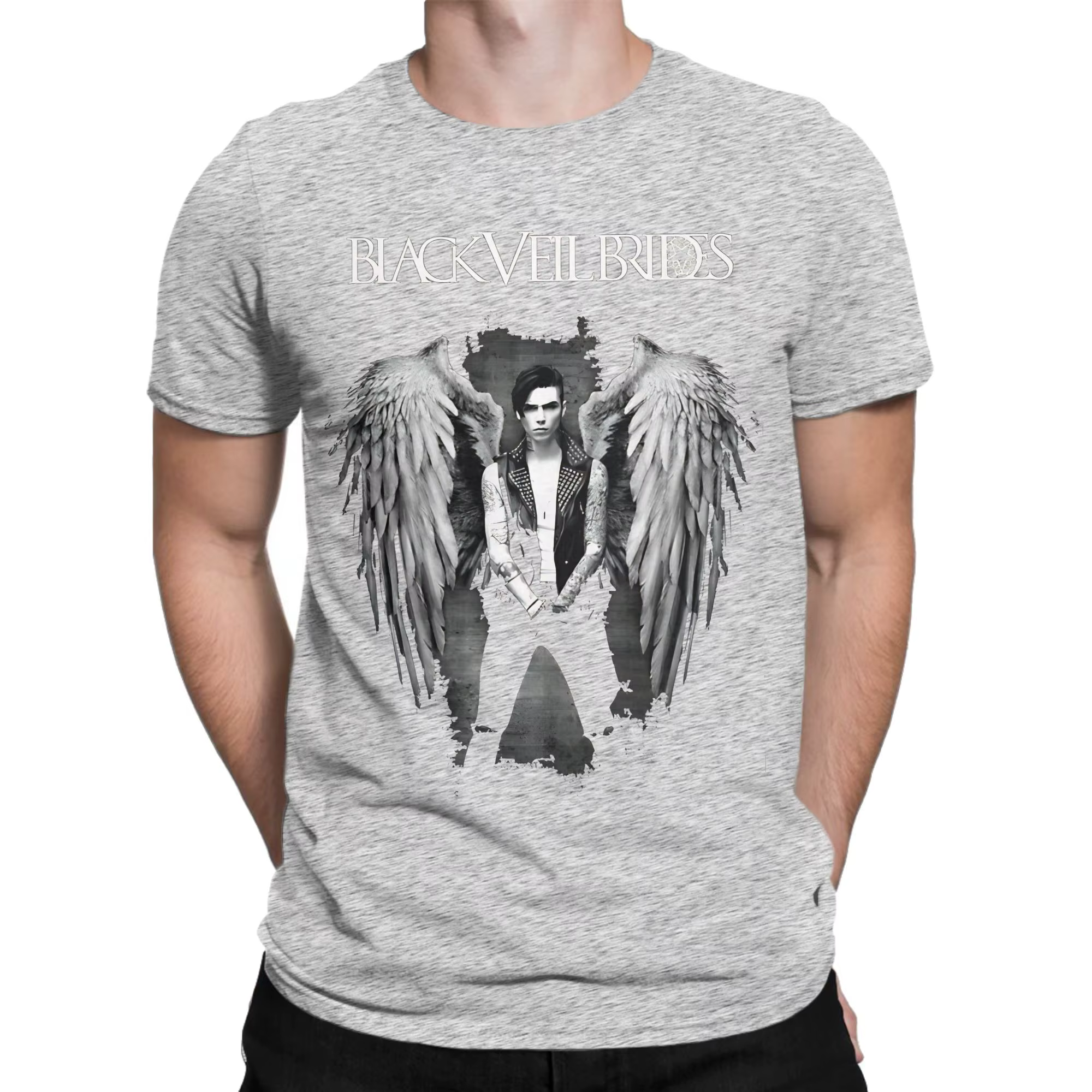 BAND Graphic T-shirt 100% coton B-BLACK VEIL BRIDES Tees Tops pour hommes