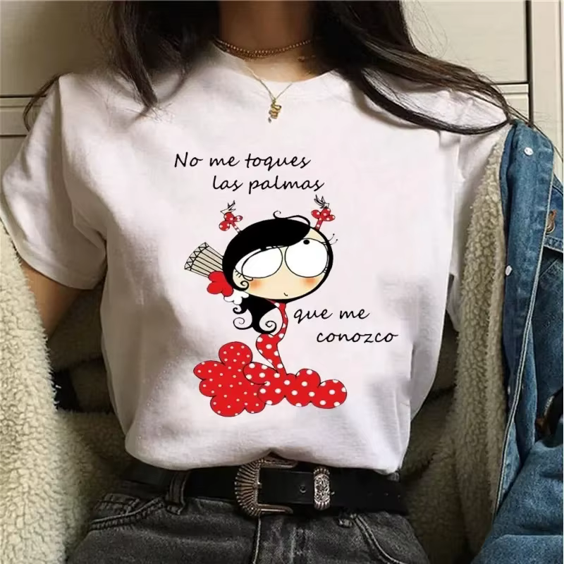 Femmes T-shirts Harajuku hauts chemises à manches courtes talon haut imprimé Flamengo danse T-shirts