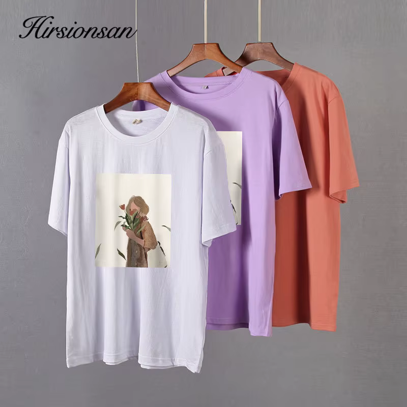 Hirsionsan – t-shirt en coton imprimé graphique Harajuku pour femme, haut coréen doux et ample, esth