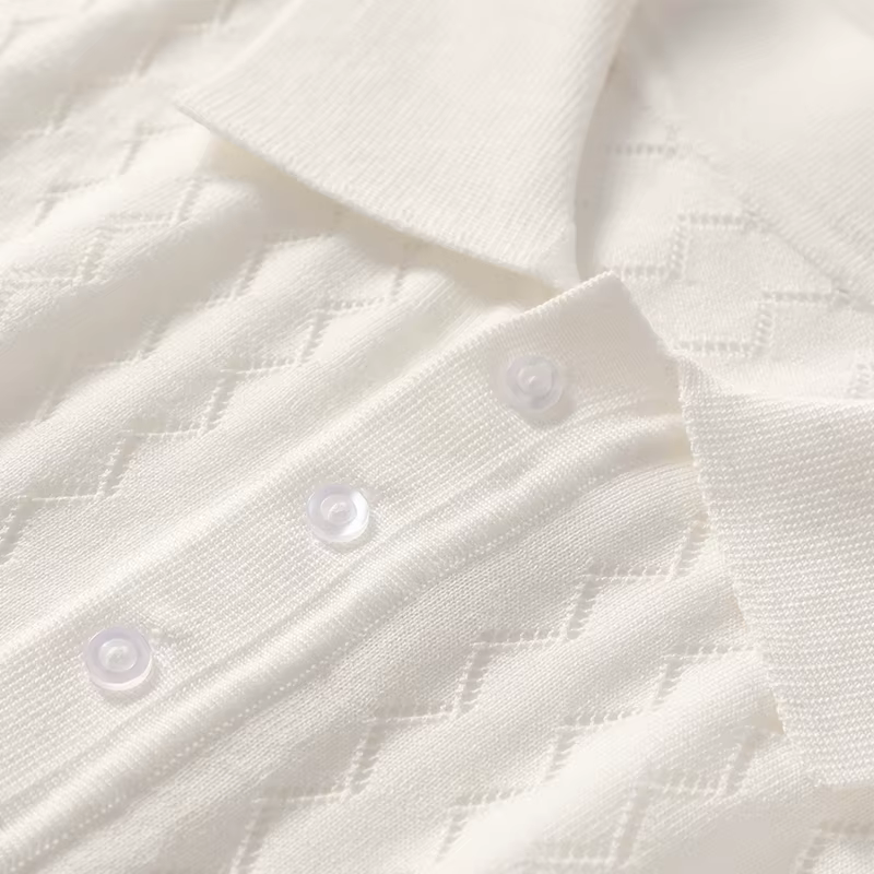 MVCircFLRT-T-shirt à manches courtes pour homme, polo en tricot respirant, chemise fine, chemise d'a