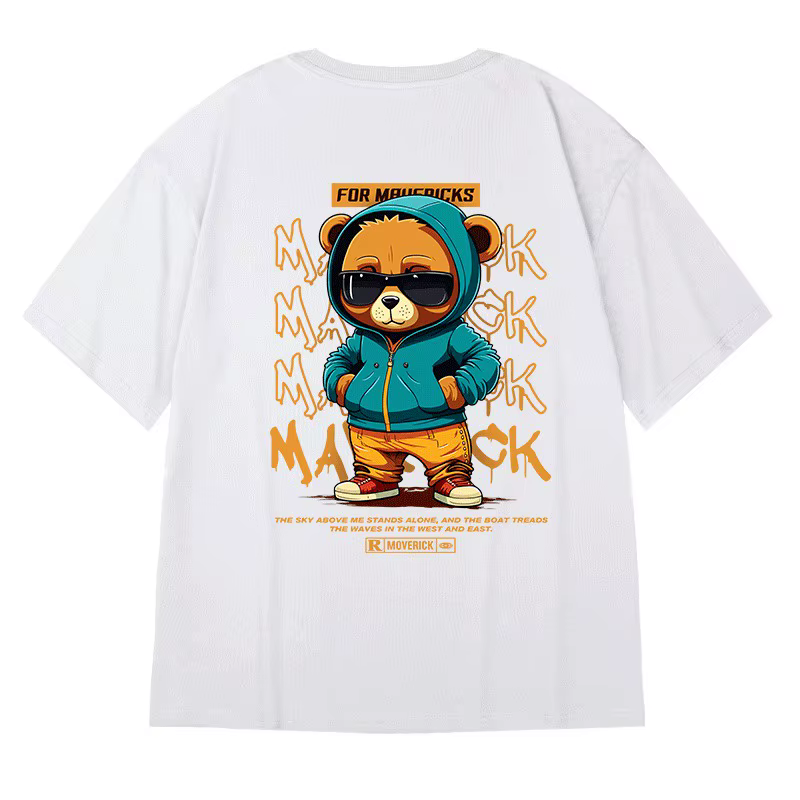 M-8XL hommes T-Shirt surdimensionné ample mode américaine Vintage lunettes de soleil ours imprimé T-