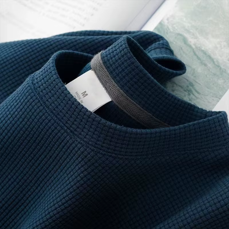 T-shirt gaufré à manches courtes pour hommes et femmes, haut d'été japonais à col rond et demi-manch