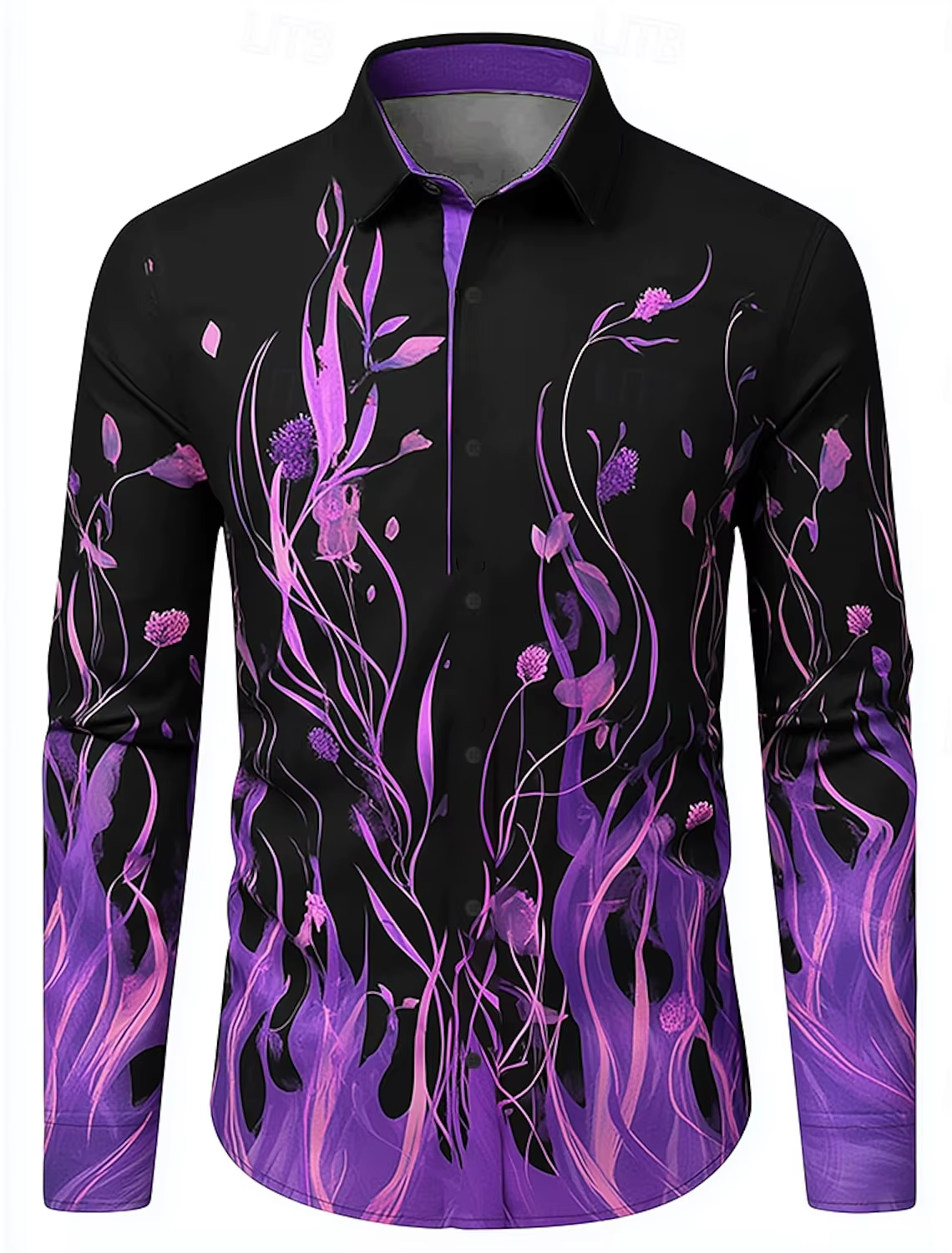 Hip Hop flamme impression chemise hommes Streetwear 2025 mode à manches longues hauts urbain à la mo
