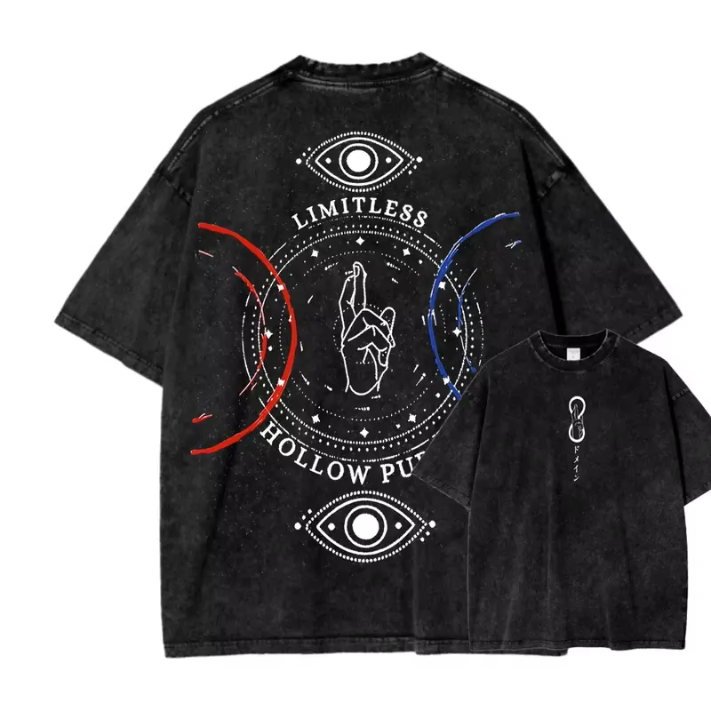 Anime Jujutsu Kaisen Gojo Satoru imprimé T-shirt hommes femmes vêtements Vintage lavé T-shirt surdim