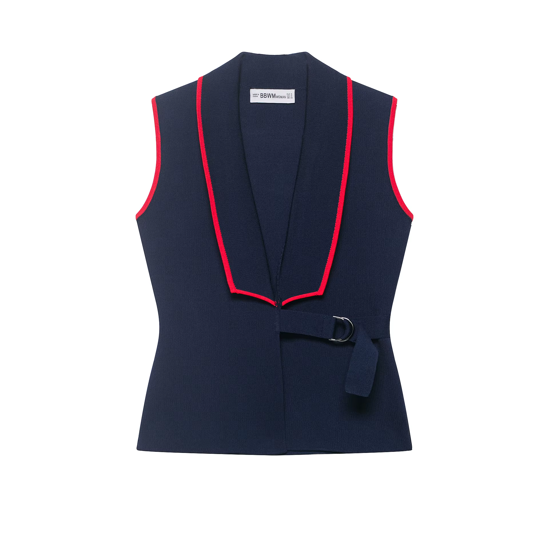 Gilet tricoté sans manches pour femme, col en V, cintré à la taille, double boutonnage, design color