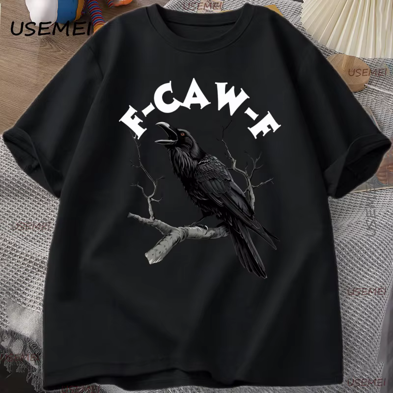 F Caw drôle corbeau T-shirt hommes femmes Humor désengré Animal T-shirt en vrac Vintage graphique t-