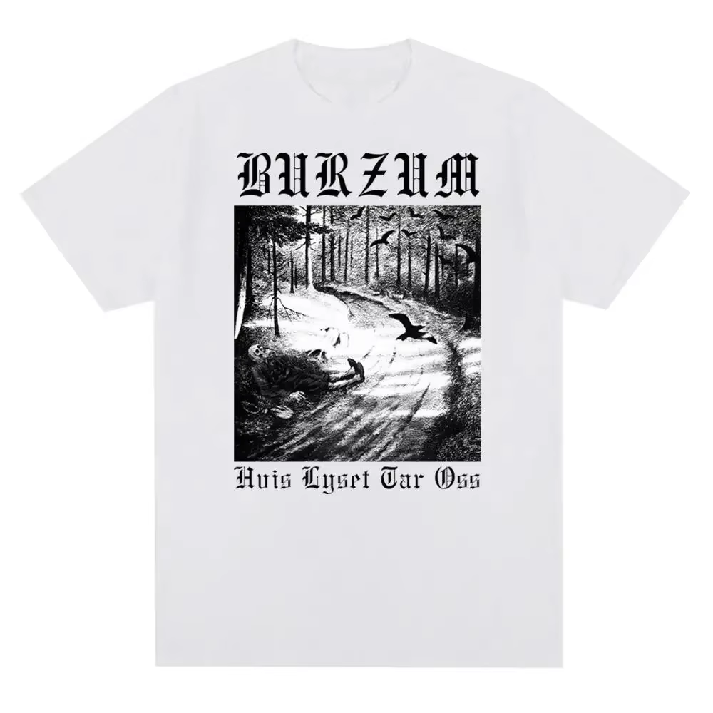 T-shirt vintage en métal avec impression de couverture d'album Burzums, t-shirt décontracté à manche