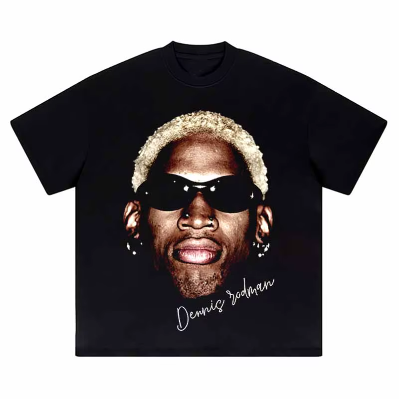 T-Shirt Surdimensionné en Coton Délavé pour Homme, Streetwear, Vintage, Harajuku, Portrait, Graphiqu