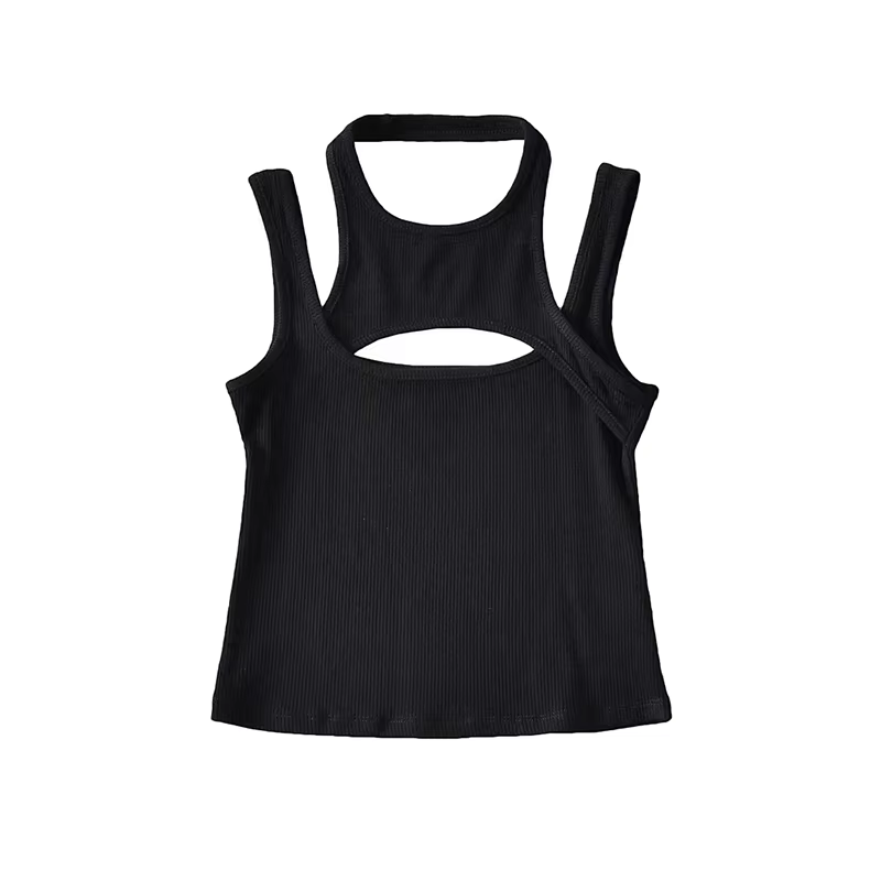 Asolls-Crop Top Y2K E-girl Hollow Out Corset Top, Fibro Neck, Mini GlaSemi, Casual, Sportive Summer