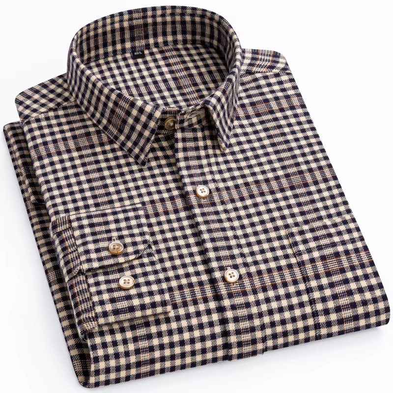 Chemise en coton rapCotton à manches longues Glutnel pour hommes, style anglais, coupe standard déco