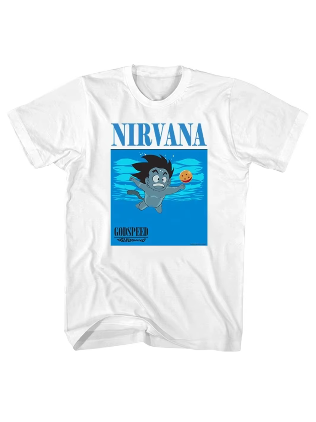 Collaboration Rock Nirvana Kurt Cobain avec Goku de Dragon Ball - T-shirt punk à manches courtes en 