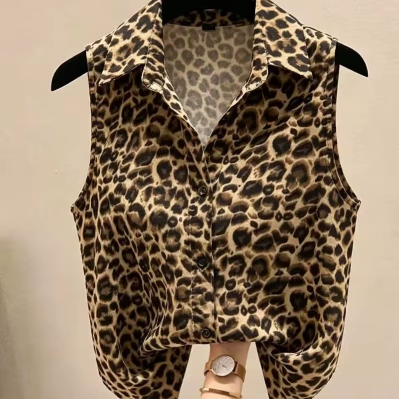 Chemise sans manches pour femme, printemps-été 2026, imprimé léopard