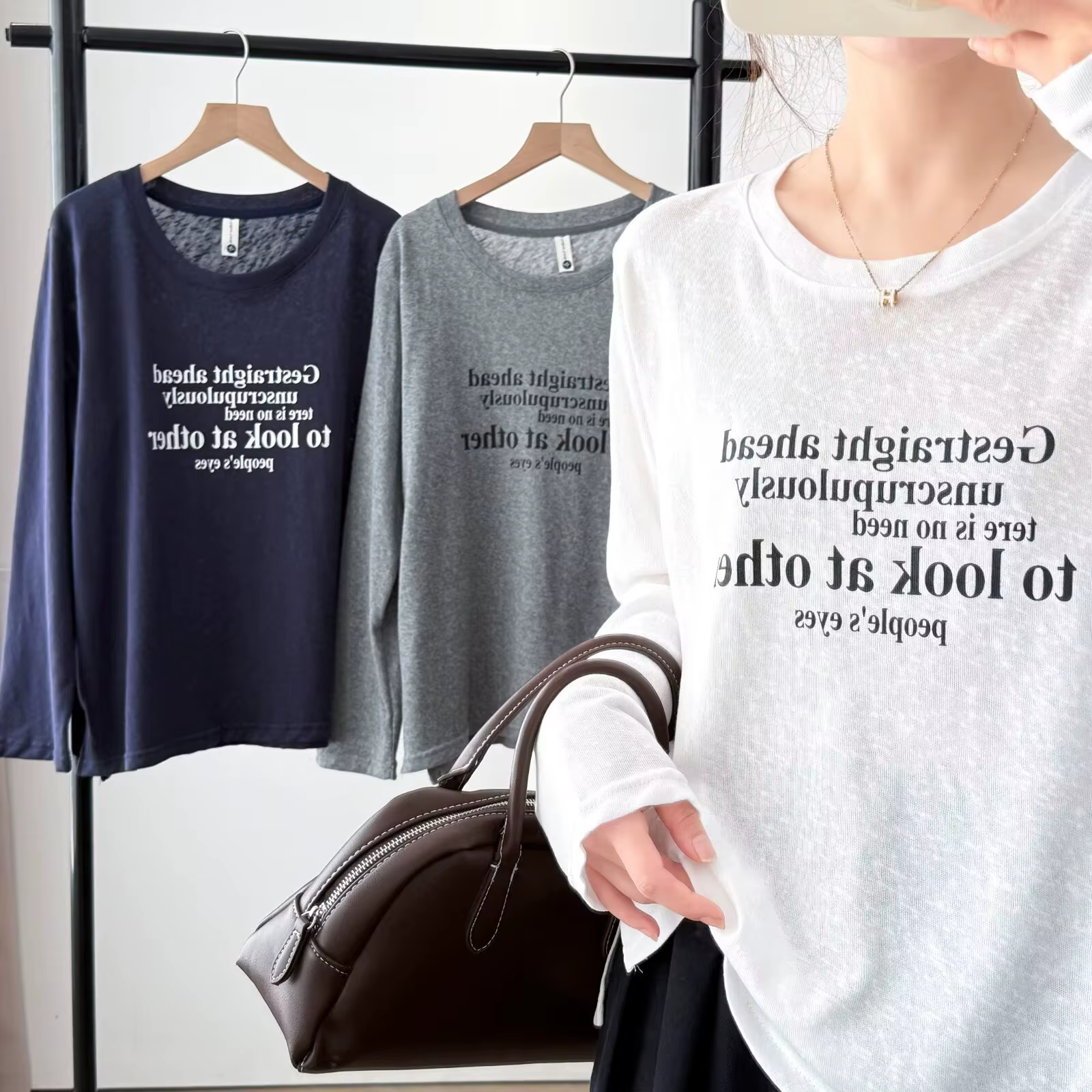 Mode grande taille femmes T-Shirt automne nouveau Style basique décontracté imprimé lettre à manches