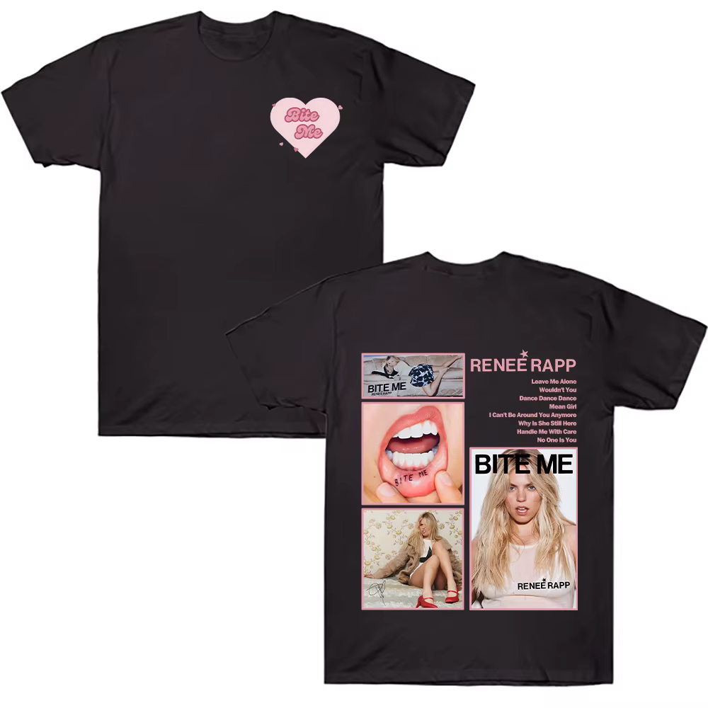 Reneé Rapp Bite Me T-shirt à manches courtes Reneé Rapp musique Merch Fan cadeau Harajuku unisexe ha