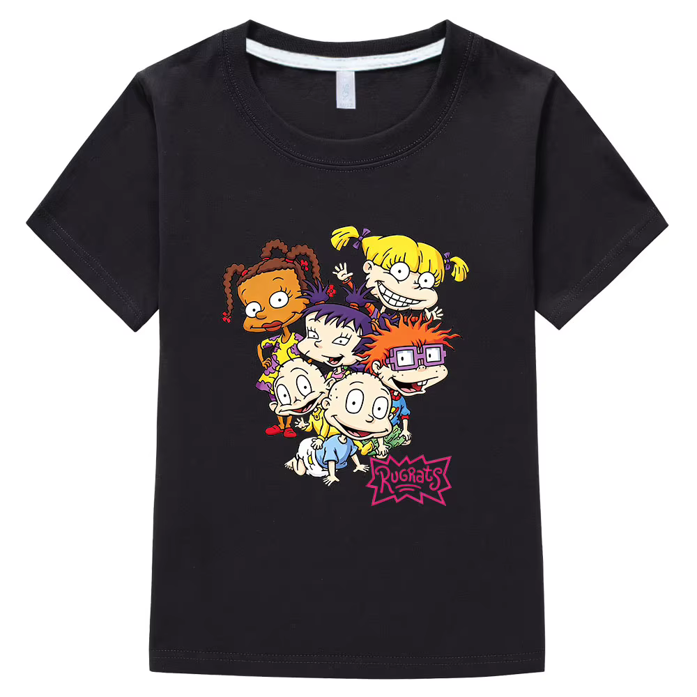 T-shirt pour enfants Rugrats 100% coton imprimé dessin animé, décontracté, mignon, pour garçons et f