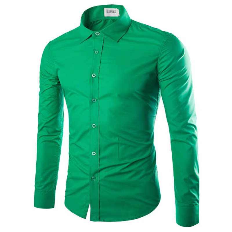 14 couleurs couleur unie hommes à la mode couleur bonbon chemise hommes décontracté à manches longue