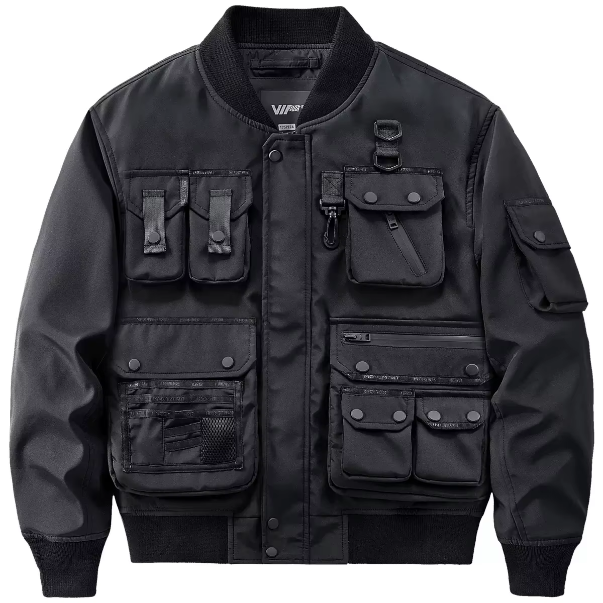 BlackDulBomber-Veste Multipoches Fonctionnelle pour Homme, Coupe-Vent, Streetwear Hip Hop, CombTechw