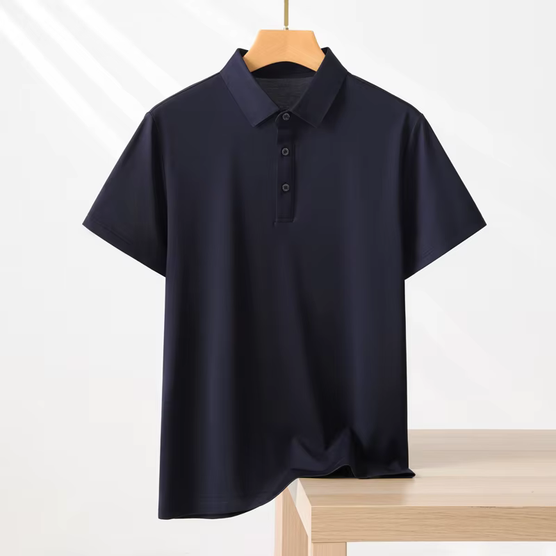 T-shirt Polo Homme Couleur Unie Manches Courtes Été Décontracté Ample Tendance Laisel Modal Tricoté