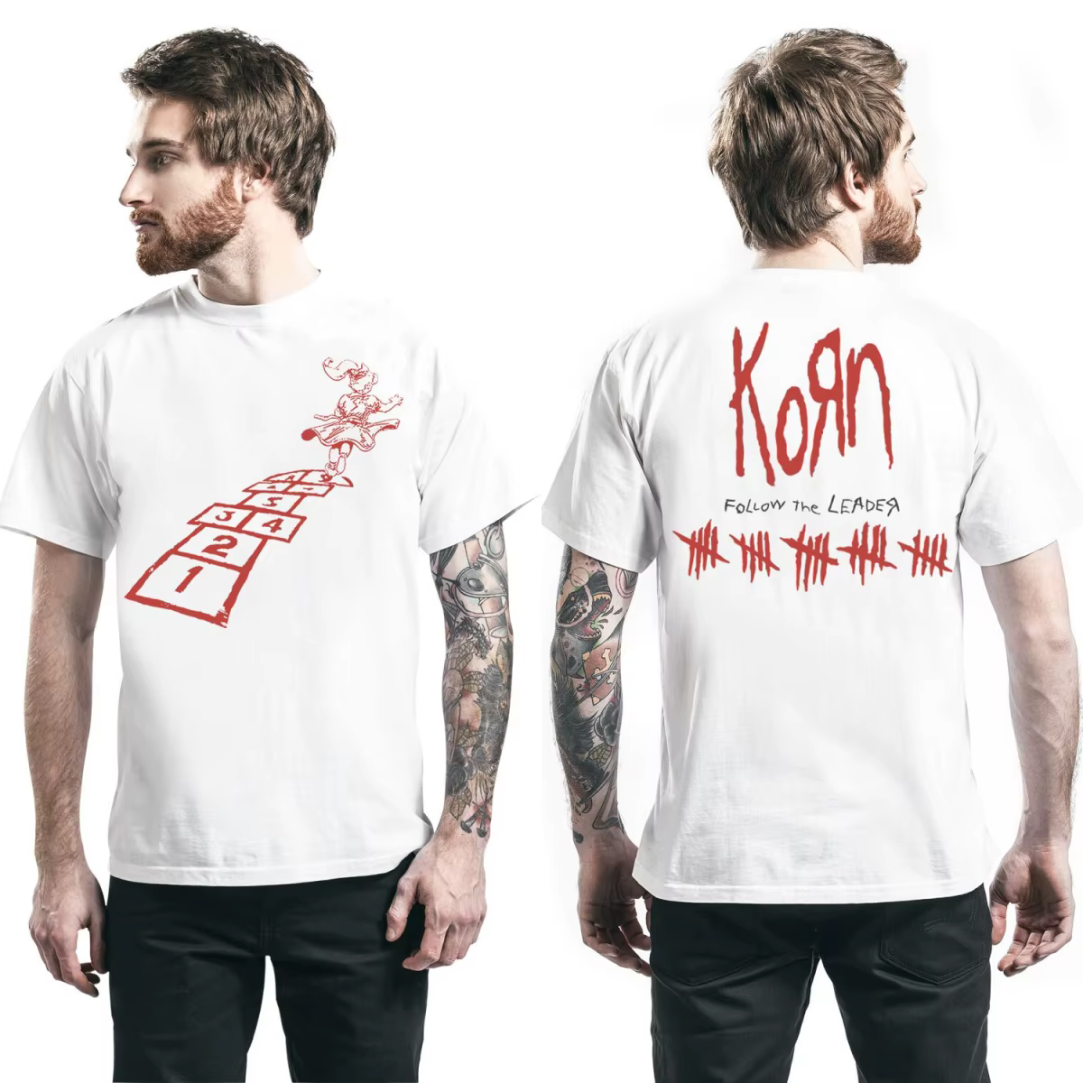T-shirt en coton graphique Top Korn unisexe, manches courtes, marque de mode, tee-shirt de luxe déco