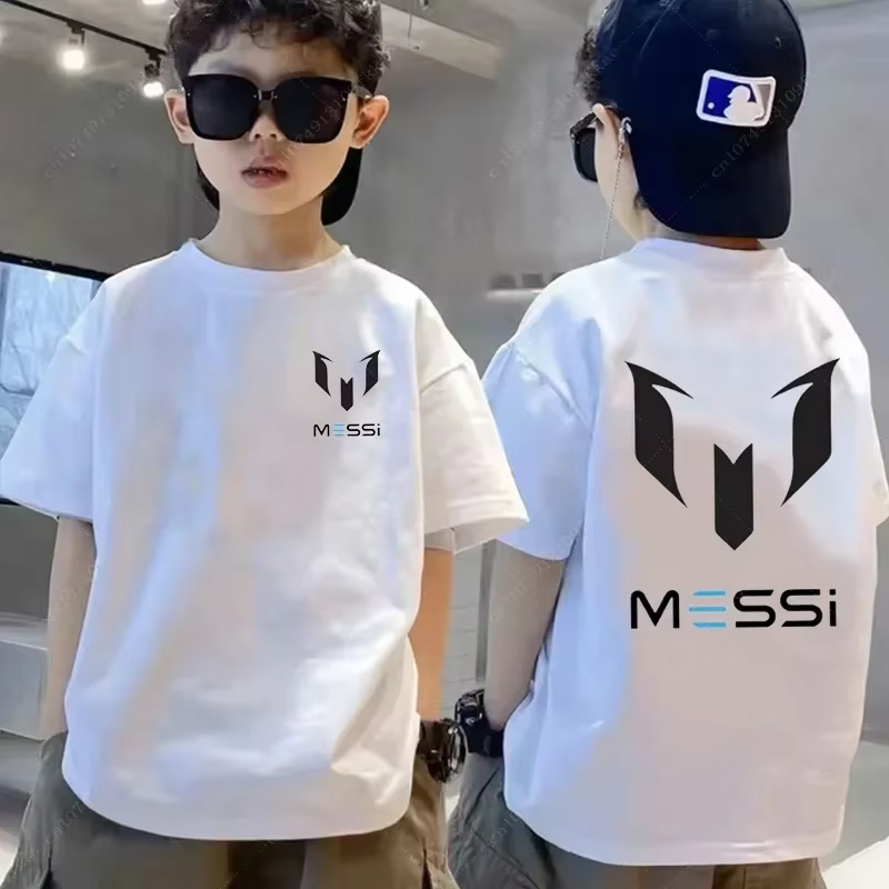 T-shirt personnalisé à manches courtes pour enfants, vêtements d'été décontractés, T-shirt Messi pou