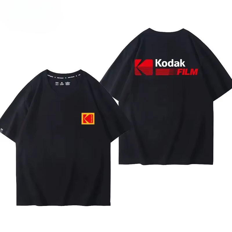 T-shirt vintage imprimé pour homme Kodak été 2026, 100% coton, sportif, décontracté, ample et confor